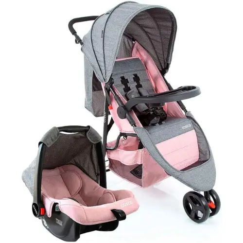 O Travel System Jetty Duo da Cosco é ideal para quem busca praticidade e conforto para seu bebê. O carrinho possui 3 rodas, assento reclinável, capota retrátil, bandeja com porta-copos e amplo cesto.