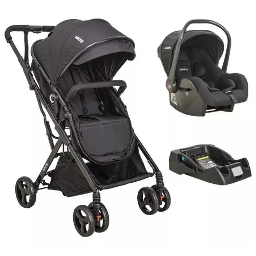 Travel System Vox Preto Com Bebê Conforto E Base - Kiddo é um carrinho de bebê completo que acompanha o desenvolvimento do seu filho desde o nascimento até os 15 kg.