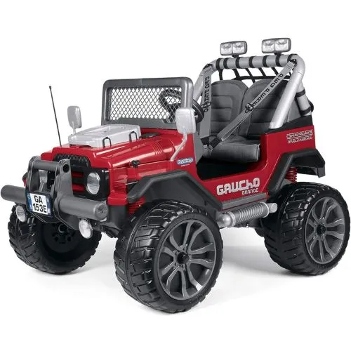 Carro elétrico infantil off-road vermelho da Peg-Pérego com dois assentos.