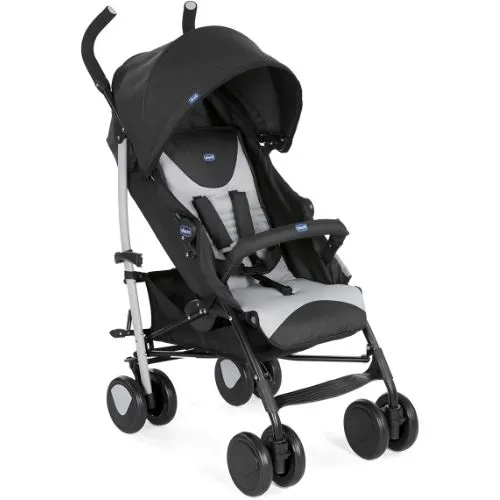 Carrinho de Passeio Chicco Echo, na cor Preto (Stone), com barra de proteção e capacidade para bebês de até 22 kg. Conta com encosto reclinável em quatro posições, fechamento tipo guarda-chuva para maior compactação e alça para transporte. Assento espaçoso, barra frontal e alças acolchoadas, estrutura de aço inoxidável e acabamento em poliéster, poliacetal, polipropileno e EVA, oferecendo conforto e segurança para os passeios.