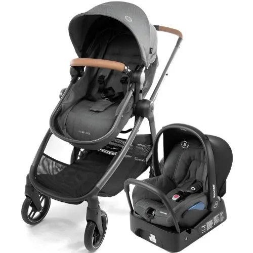 Travel System Maxi-Cosi Anna³ Trio, na cor Sparkling Grey. Carrinho 2 em 1 com assento que se converte em moisés ou assento de passeio. Inclui bebê conforto Citi com base veicular. Ideal para bebês de 0 a 15 kg. Design seguro e versátil para pais que buscam praticidade.