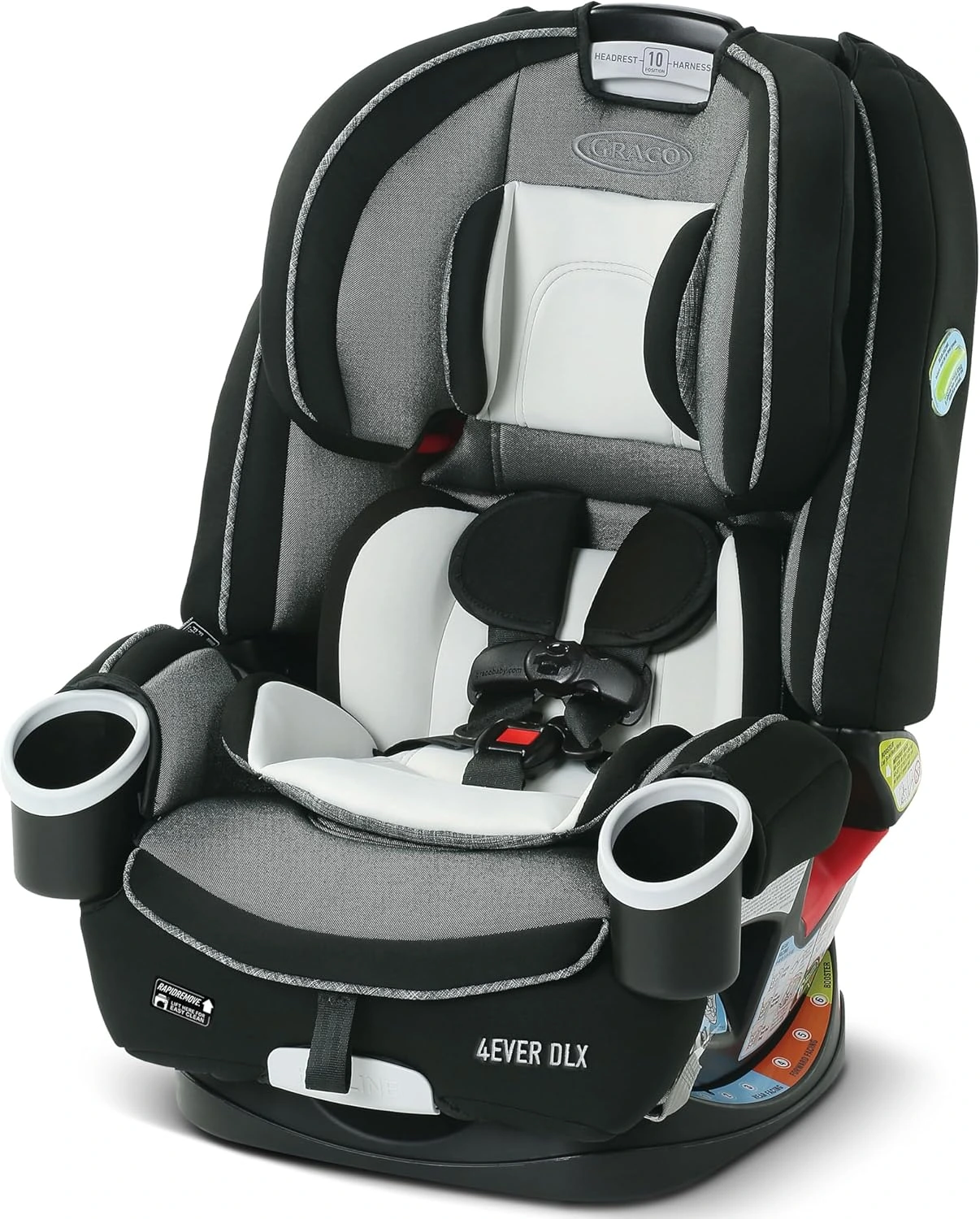 Cadeira de Carro Infantil 4Ever DLX 4 em 1 - Preto da Graco, com assento conversível e proteção contra impacto lateral.