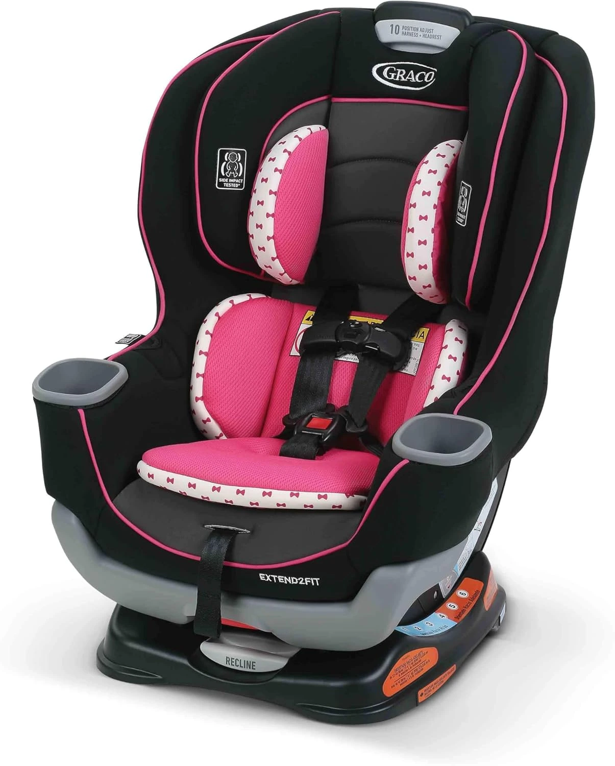 Cadeirinha de carro rosa Graco Extend2Fit 2 em 1 para crianças de até 36 kg